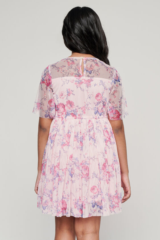 Blue Floral Straight Dress, Blue, image 4